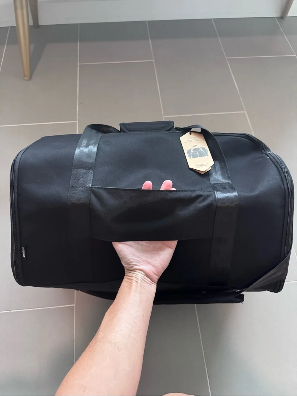 Black Duffel Bag - Classic Travel Carry garment bag